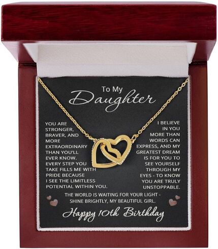 10th Birthday Gifts from Mom Dad for Daughter 10th Birthday Necklace Heart Pendant Jewelry 10 Years Old Birthday 14k White Gold Finish Standard Box in Kuwait