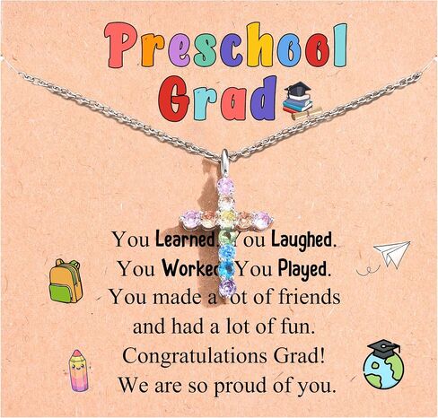 Kindergarten Preschool Graduation Gifts for Girls, 2026 Kindergarten Pre k Graduation Decorations, Christian Cross Necklace Jewelry for Kids Class Granddaughter Daughter Niece Sister with Grad Cards in Kuwait