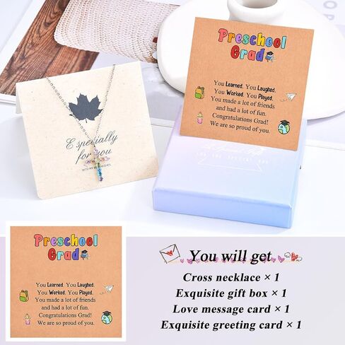 Kindergarten Preschool Graduation Gifts for Girls, 2026 Kindergarten Pre k Graduation Decorations, Christian Cross Necklace Jewelry for Kids Class Granddaughter Daughter Niece Sister with Grad Cards in Kuwait