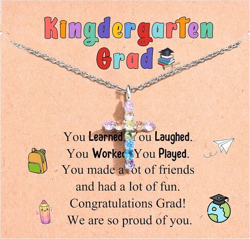 Kindergarten Preschool Graduation Gifts for Girls, 2026 Kindergarten Pre k Graduation Decorations, Christian Cross Necklace Jewelry for Kids Class Granddaughter Daughter Niece Sister with Grad Cards in Kuwait
