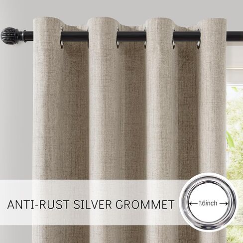 ChrisDowa 100% Blackout Curtains for Bedroom - Linen Blackout Curtains 63 Inch Length Room Darkening Thermal Insulated Grommet Top Window Treatment Drapes 2 Panels, Light Grey 52" W x 63" L in Saudi Arabia
