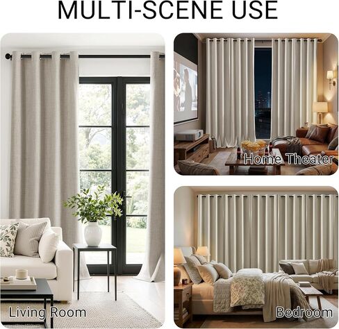 ChrisDowa 100% Blackout Curtains for Bedroom - Linen Blackout Curtains 63 Inch Length Room Darkening Thermal Insulated Grommet Top Window Treatment Drapes 2 Panels, Light Grey 52" W x 63" L in Saudi Arabia