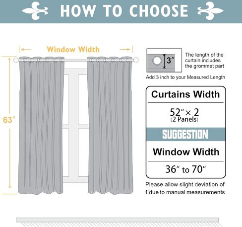 ChrisDowa 100% Blackout Curtains for Bedroom - Linen Blackout Curtains 63 Inch Length Room Darkening Thermal Insulated Grommet Top Window Treatment Drapes 2 Panels, Light Grey 52" W x 63" L in Saudi Arabia