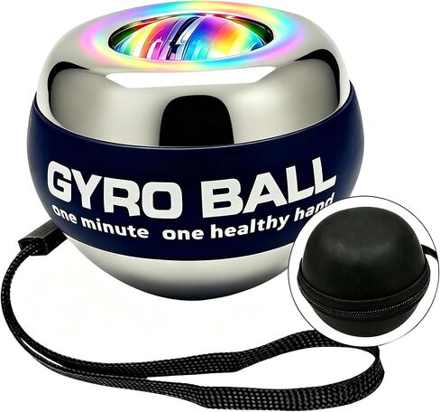 Metal Torque Ball with Light, Weighted Auto-Start Gyro Ball Hand Wrist Forearm Trainer and Strengthener for Exercise Joint and Muscle with Ball Bag in Kuwait