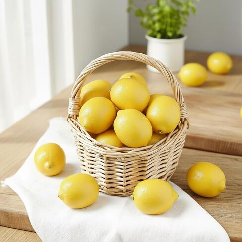 30PCS Artificial Lemons Fake Fruit Decorations, Lifelike Faux Yellow Lemons for Lemonade Party Decor, Kitchen Table Centerpiece, Fruit Bowl Vase Filler, Summer Home Decorations, Photo Props for Events in Saudi Arabia