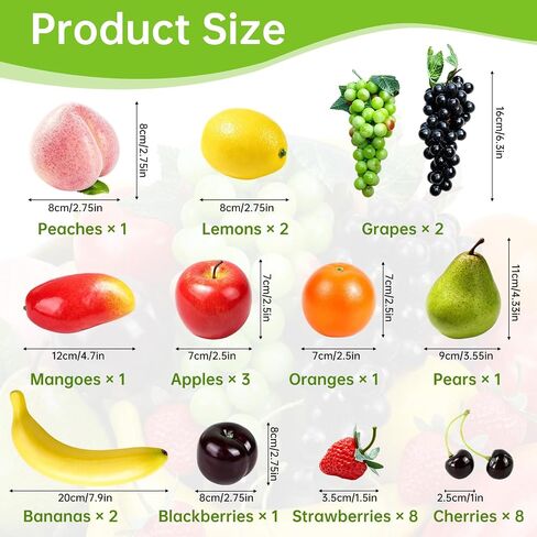 30 Pcs Fake Fruit Pack, Artificial Fruit for Party, Plastic Fruits Table Centrepieces Decoration Home Kitchen, Frutas Artificiales Decorativas, Apple Bananas in Saudi Arabia