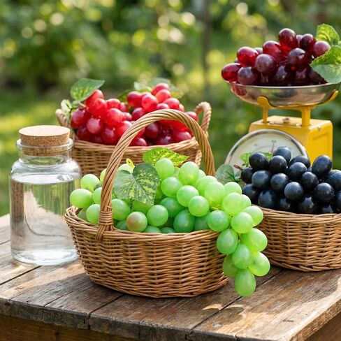 20 Pack Artificial Fake Grapes, 4 Colors Black Purple Red Green Simulation Faux Grape Plastic Fake Fruit for Bowls Filler Wedding Party Home Fruit Wine Decor in Kuwait