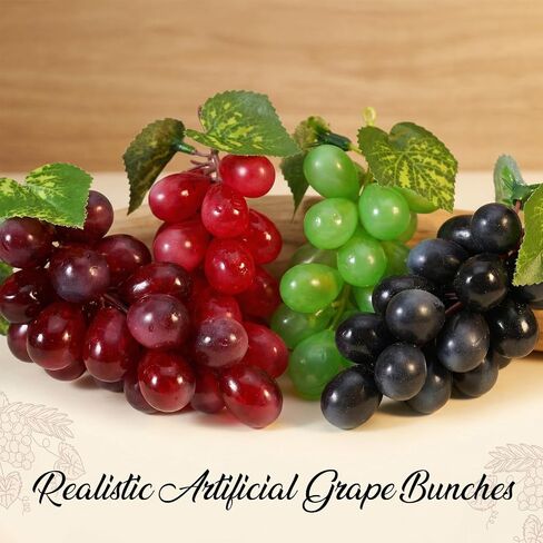 20 Pack Artificial Fake Grapes, 4 Colors Black Purple Red Green Simulation Faux Grape Plastic Fake Fruit for Bowls Filler Wedding Party Home Fruit Wine Decor in Kuwait