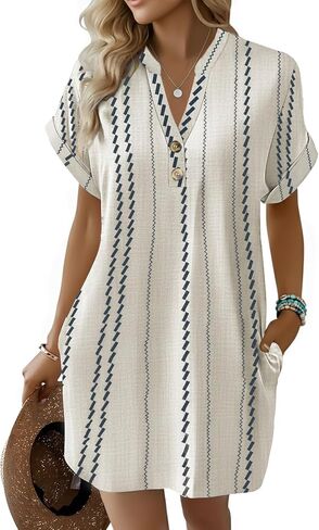 kipfall Summer Dresses for Women 2026 Button Down V Neck Sundress Vacation Beach Coverup Dress Trendy Basic Outfits in Saudi Arabia