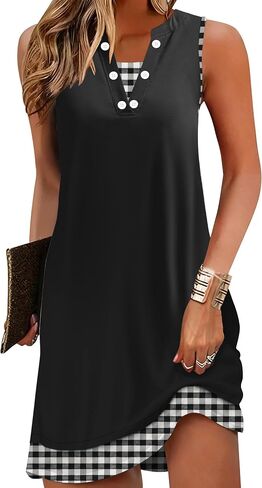 Disamer Womens Summer Dress 2026 Casual Button Down V Neck Sleeveless Boho Floral Beach Sundresses Vacation A-Line Dresses in Saudi Arabia
