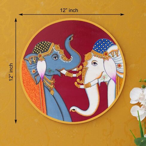 Indian CraftZ Handmade Pichwai Wooden Wall Painting For LivingRoom Home Décor, Paintings For Wall Decoration Home decorations (12X12INCHES) L16 in Kuwait