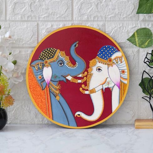 Indian CraftZ Handmade Pichwai Wooden Wall Painting For LivingRoom Home Décor, Paintings For Wall Decoration Home decorations (12X12INCHES) L16 in Kuwait