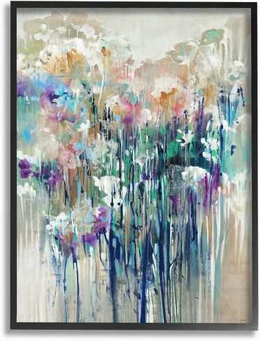 The Stupell Home Decor Dripping Blue and Purple with Soft Neutrals Abstract Framed Texturized Art, 24 x 30, Proudly Made in USA in Kuwait