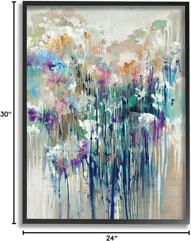 The Stupell Home Decor Dripping Blue and Purple with Soft Neutrals Abstract Framed Texturized Art, 24 x 30, Proudly Made in USA in Kuwait