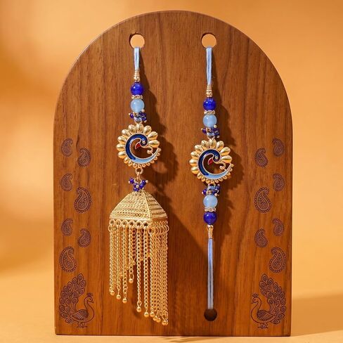 TIED RIBBONS Raksha bandhan Rakhi for Bhaiya Bhabhi | Lumba for Bhabhi - Rakhi for Brother and Bhabhi Gift Set | Bhai Bhabhi Lumba Set | Mini Card | Roli Tika in Kuwait