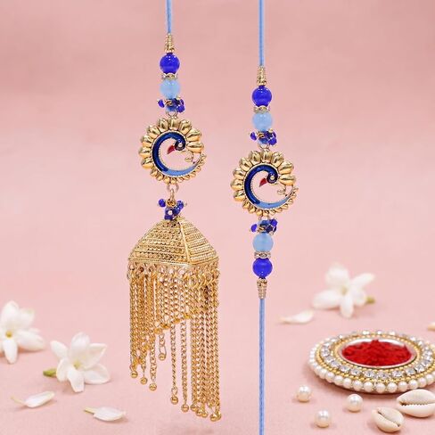 TIED RIBBONS Raksha bandhan Rakhi for Bhaiya Bhabhi | Lumba for Bhabhi - Rakhi for Brother and Bhabhi Gift Set | Bhai Bhabhi Lumba Set | Mini Card | Roli Tika in Kuwait