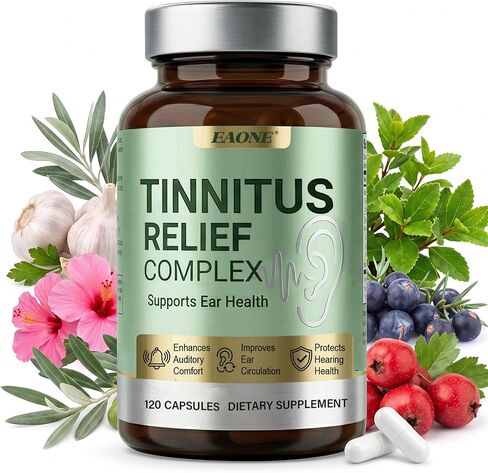Tinnitus Relief for Ringing Ears, 120 Capsules, Ear Ringing Support Supplement with Vitamin C and B Complex, Helps Reduce Ear Noise and Buzzing, for Inner Ear Balance and Auditory Clarity, 60 Day in Saudi Arabia