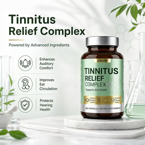 Tinnitus Relief for Ringing Ears, 120 Capsules, Ear Ringing Support Supplement with Vitamin C and B Complex, Helps Reduce Ear Noise and Buzzing, for Inner Ear Balance and Auditory Clarity, 60 Day in Saudi Arabia
