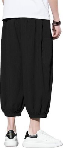 DOSLAVIDA Mens Harem Pants Lightweight Capri Pants Loose Long Shorts Elastic Drawstring Waist Casual Beach Yoga Trousers in Saudi Arabia