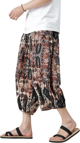 DOSLAVIDA Mens Harem Pants Lightweight Capri Pants Loose Long Shorts Elastic Drawstring Waist Casual Beach Yoga Trousers in Saudi Arabia