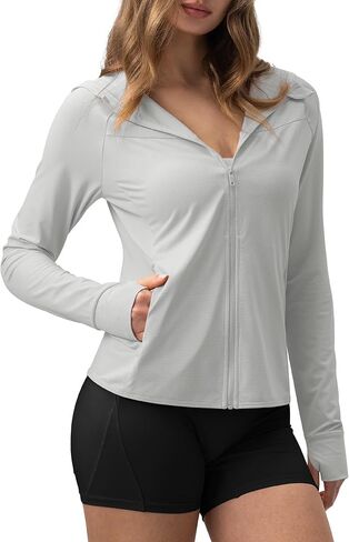 AVGO Women's UPF 50+ Sun Protection Zip Up Hoodie Workout Jacket Lightweight Outdoor Long Sleeve SPF Shirt with Pocket in Saudi Arabia