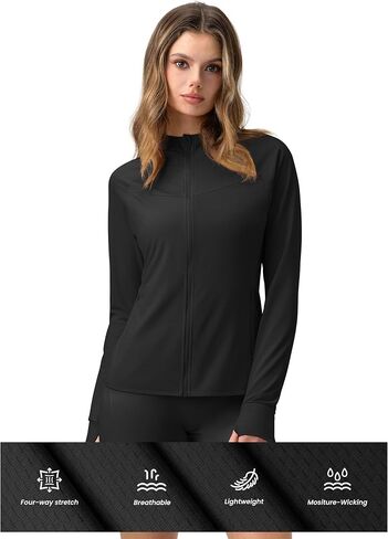 AVGO Women's UPF 50+ Sun Protection Zip Up Hoodie Workout Jacket Lightweight Outdoor Long Sleeve SPF Shirt with Pocket in Saudi Arabia