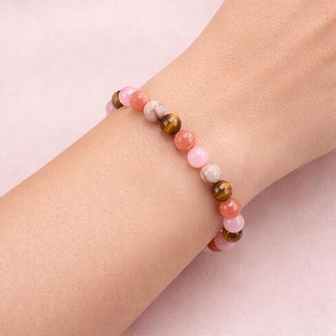 SEZER Money and Prosperity Bracelet for Wealth - Natural Tiger's Eye, Pink Jade & Howlite Crystal Healing Stones - Handcrafted Success & Abundance Jewelry for Men and Women in Saudi Arabia