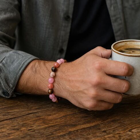 SEZER Money and Prosperity Bracelet for Wealth - Natural Tiger's Eye, Pink Jade & Howlite Crystal Healing Stones - Handcrafted Success & Abundance Jewelry for Men and Women in Saudi Arabia