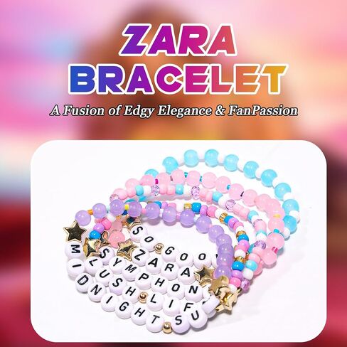 AICase لهدايا Zara Larsson Merch أساور مستوحاة من 5 قطع قابلة للتكديس ومطاطة ومطرزة للصداقة منتصف الليل والشمس أساور للحفلات الموسيقية من الفينيل ملصق جيرسي هدايا البضائع لعيد ميلاد المعجبين in Kuwait