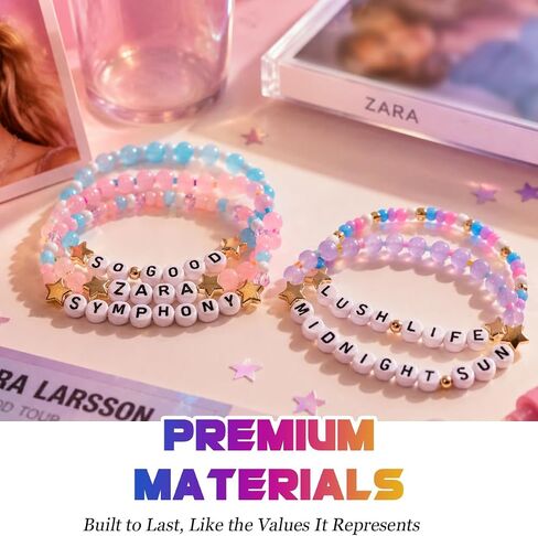 AICase لهدايا Zara Larsson Merch أساور مستوحاة من 5 قطع قابلة للتكديس ومطاطة ومطرزة للصداقة منتصف الليل والشمس أساور للحفلات الموسيقية من الفينيل ملصق جيرسي هدايا البضائع لعيد ميلاد المعجبين in Kuwait