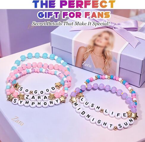 AICase لهدايا Zara Larsson Merch أساور مستوحاة من 5 قطع قابلة للتكديس ومطاطة ومطرزة للصداقة منتصف الليل والشمس أساور للحفلات الموسيقية من الفينيل ملصق جيرسي هدايا البضائع لعيد ميلاد المعجبين in Kuwait