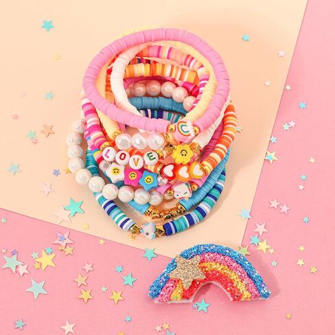 Friendship Bracelet Set for Women – 10 Pack Colorful Beaded Clay Bracelets, Preppy Beach Boho Style, Stackable Stretch Jewelry Gift in Saudi Arabia