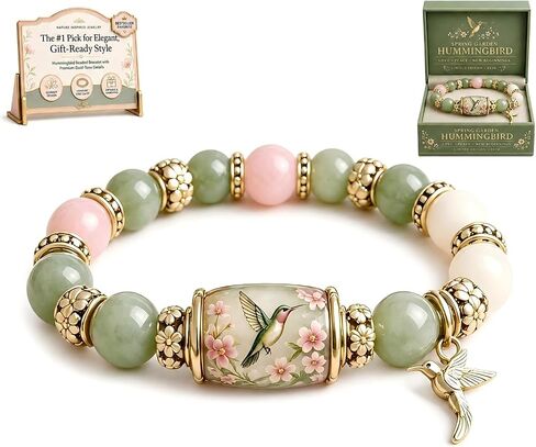 2026 Hummingbird Blessing Jewelry Beads Bracelet for Women Spring Garden Hummingbird Charm Thick Elastic Beaded Bracelets with Giftbox in Saudi Arabia