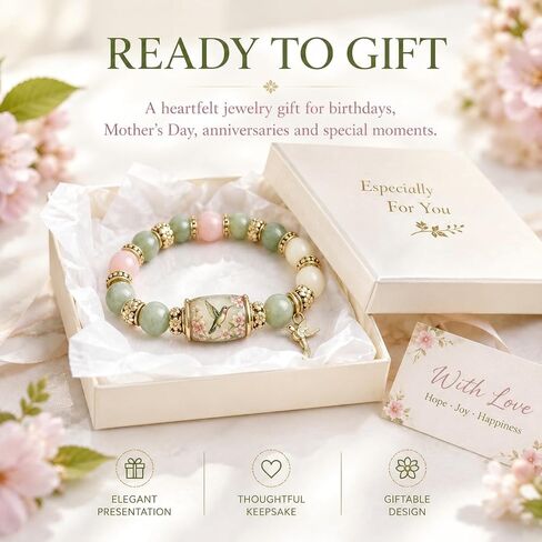 2026 Hummingbird Blessing Jewelry Beads Bracelet for Women Spring Garden Hummingbird Charm Thick Elastic Beaded Bracelets with Giftbox in Saudi Arabia