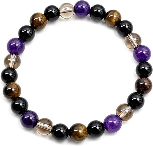 Tiger's Eye Beaded Bracelet, Mixed Healing Stone Stretch Bracelet 8mm Beads Protection Jewelry for Men Women, 7 Inch Elastic Wristband for Meditation Yoga in Kuwait