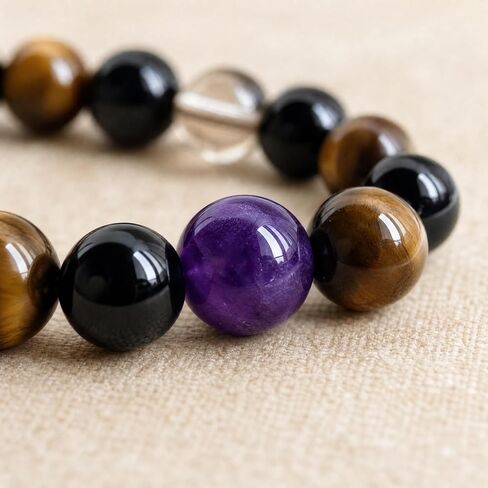 Tiger's Eye Beaded Bracelet, Mixed Healing Stone Stretch Bracelet 8mm Beads Protection Jewelry for Men Women, 7 Inch Elastic Wristband for Meditation Yoga in Kuwait
