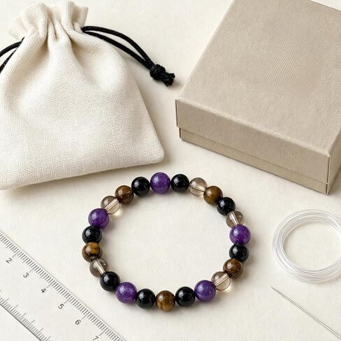 Tiger's Eye Beaded Bracelet, Mixed Healing Stone Stretch Bracelet 8mm Beads Protection Jewelry for Men Women, 7 Inch Elastic Wristband for Meditation Yoga in Kuwait