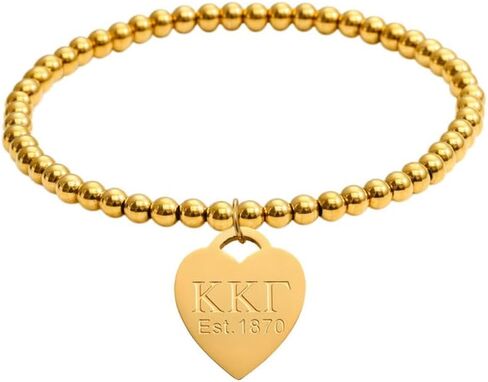 Greekgear Kappa Kappa Gamma Heart Tag Bead Bracelet in Kuwait