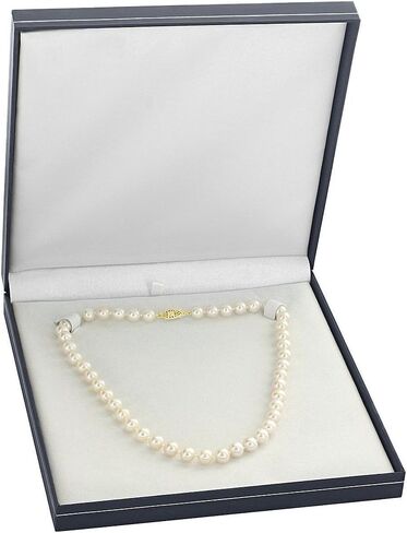 The Pearl Source 14K Gold 8-9mm AAA Quality White Freshwater Cultured Pearl Necklace for Women in 18" Princess Length in Saudi Arabia