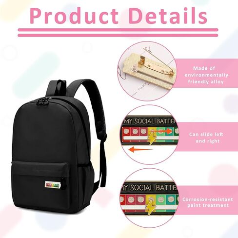4 Pcs Social Battery Pin,My Social Battery Slider Pin,Pins For Backpacks 7 Days A Week For Clothing Decoration Backpacks Bags Hats Gifts,Zinc Alloy Material With Oil Drop Finish in Saudi Arabia