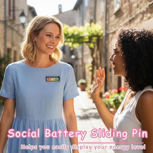 4 Pcs Social Battery Pin,My Social Battery Slider Pin,Pins For Backpacks 7 Days A Week For Clothing Decoration Backpacks Bags Hats Gifts,Zinc Alloy Material With Oil Drop Finish in Saudi Arabia