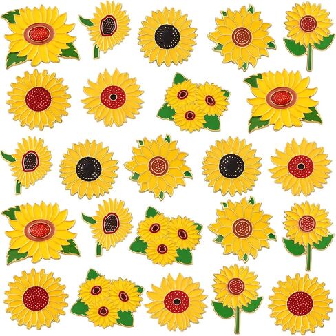 Tondiamo 24 Pcs Lily/Sunflower Floral Pin Alloy Enamel Lapel Pin Elegant Brooch for Women Clothes Jewelry Accessories in Kuwait