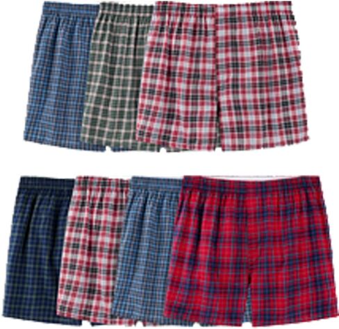 Fruit of the Loom 7 Pack Woven Tartan Boxers Assorted Plaid in Kuwait