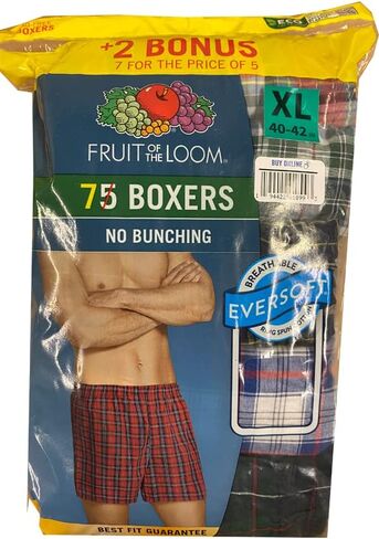 Fruit of the Loom 7 Pack Woven Tartan Boxers Assorted Plaid in Kuwait
