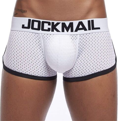 JOCKMAIL Mens Underwear Boxer Mesh Mens Padded Underwear Boxer with Hip Pad Men's Boxers Medium White in Kuwait