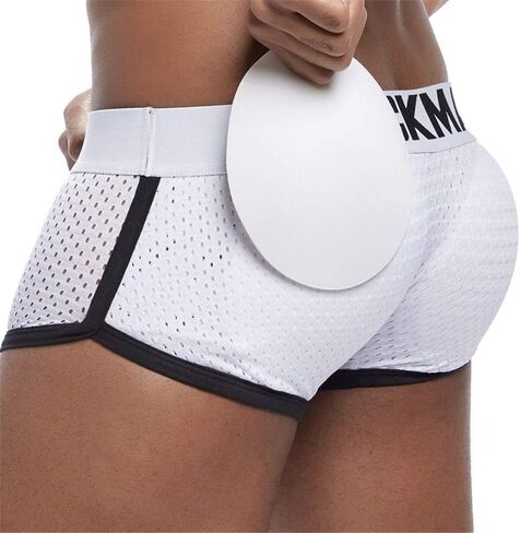 JOCKMAIL Mens Underwear Boxer Mesh Mens Padded Underwear Boxer with Hip Pad Men's Boxers Medium White in Kuwait