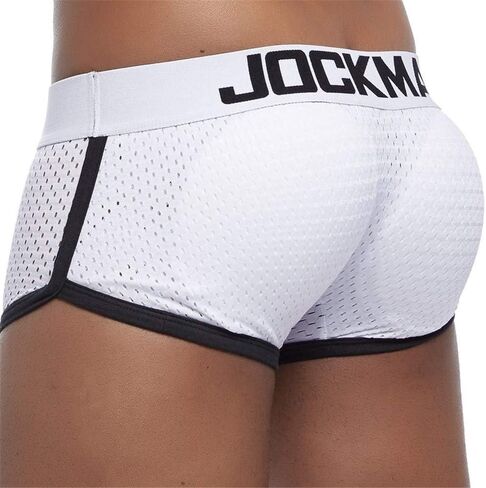 JOCKMAIL Mens Underwear Boxer Mesh Mens Padded Underwear Boxer with Hip Pad Men's Boxers Medium White in Kuwait