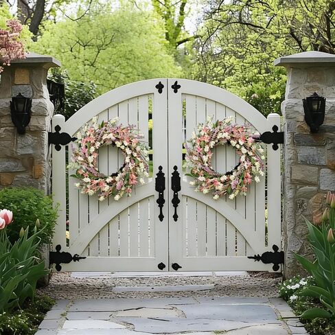 24 Inch Spring Summer Wreath for Front Door – with Colorful Flowers & Green Leaves – Indoor Outdoor Farmhouse Porch Window Wall Decor, All-Season in Saudi Arabia