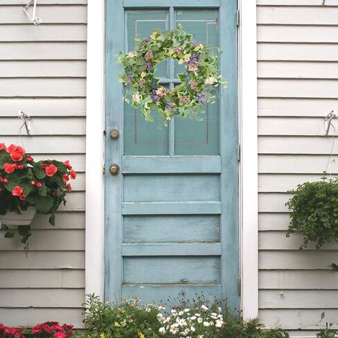 WreathDream Artificial Spring Wreaths for Front Door Summer Door Wreath with Purple Hydrangea Flowers for Front Door Indoor Outdoor Porch Farmhouse Home Wall Window Festival Wedding Decor in Saudi Arabia