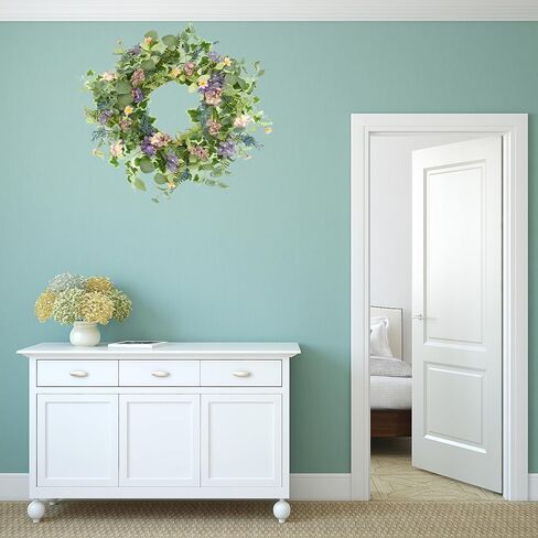 WreathDream Artificial Spring Wreaths for Front Door Summer Door Wreath with Purple Hydrangea Flowers for Front Door Indoor Outdoor Porch Farmhouse Home Wall Window Festival Wedding Decor in Saudi Arabia